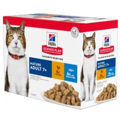 Hill's Science Plan Mature Adult Multipack 12 Sachets Repas Pour Chat Sénior Poulet Et Poisson 12 X 85g